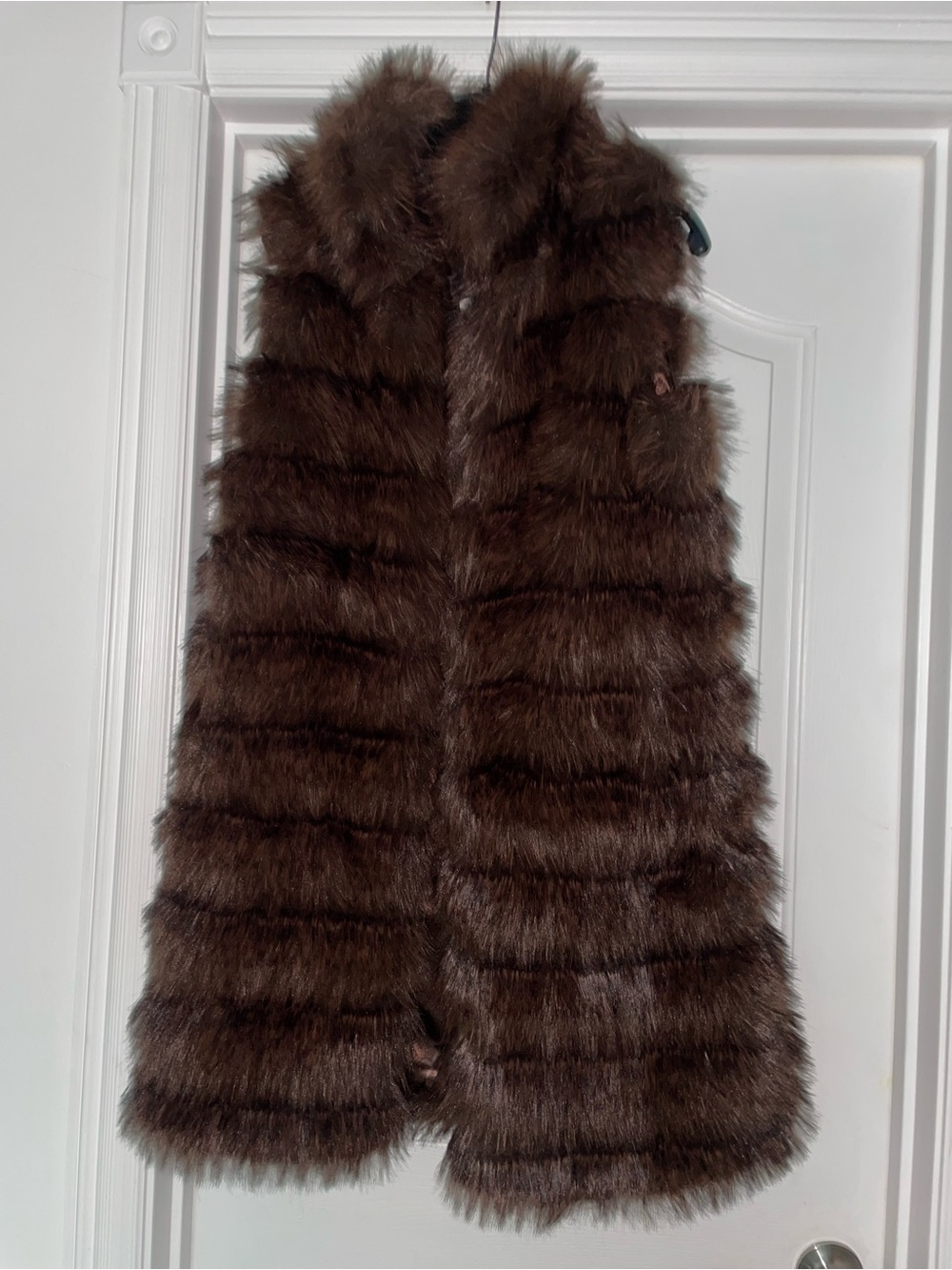 FABULOUS FURS BROWN FOX FAUX FUR STROLLER VEST SZ XS NWOT SAMPLE